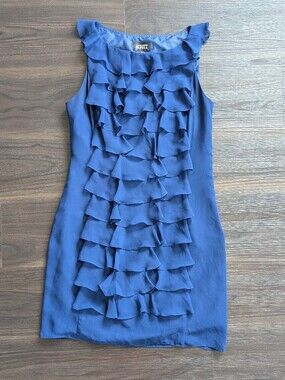 Adrianna Papell Navy Ruffle Cocktail Mini Dress Wedding Guest Formal 8